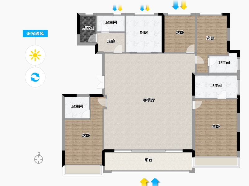 浙江省-杭州市-滨江潮语鸣翠轩-192.63-户型库-采光通风