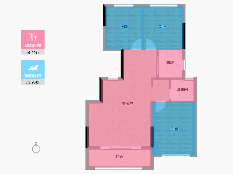 浙江省-绍兴市-朗臻中鸿府-70.40-户型库-动静分区