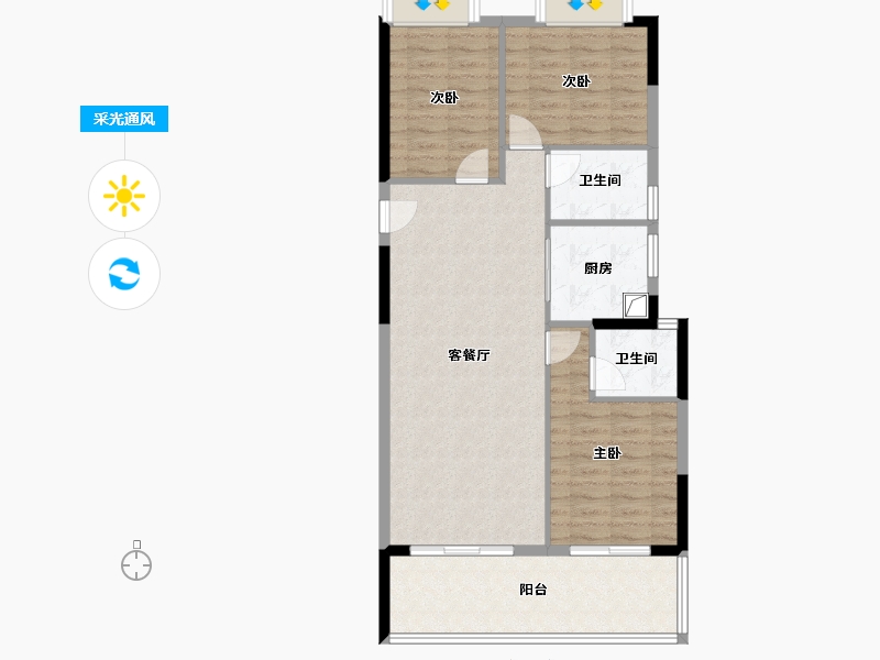 海南省-临高县-国厦御澜湾-90.56-户型库-采光通风