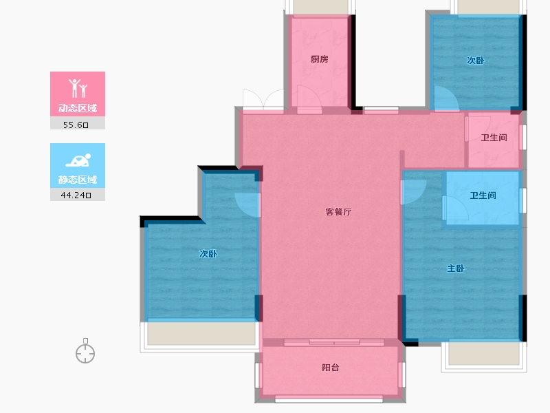 湖北省-荆州市-观澜·墨香院-90.52-户型库-动静分区