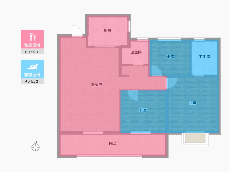 陕西省-西安市-信达·凌玺臺-91.68-户型库-动静分区