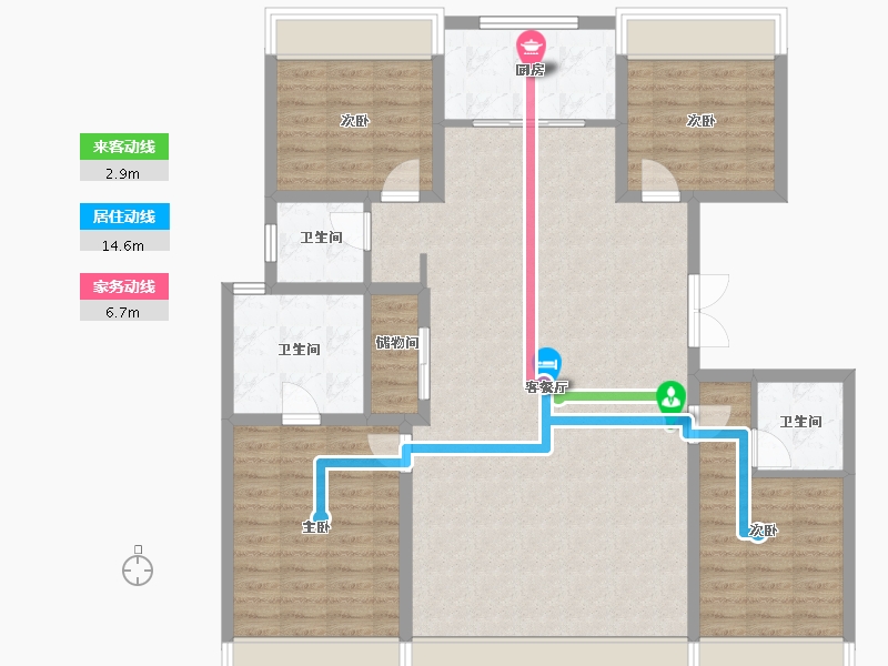 内蒙古自治区-呼和浩特市-泽信天著-126.43-户型库-动静线