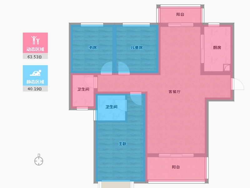 陕西省-宝鸡市-金御华府-91.61-户型库-动静分区