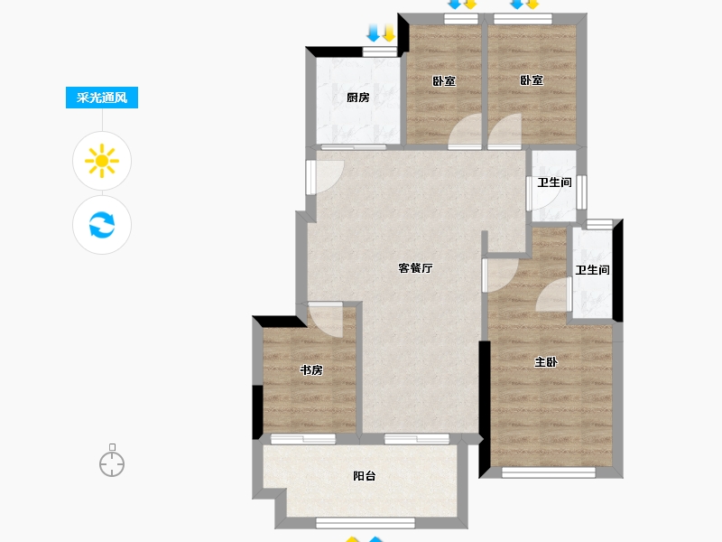 福建省-福州市-福厝远山拾里-70.40-户型库-采光通风