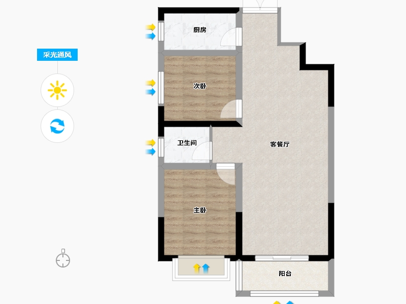 陕西省-咸阳市-梧桐华府-68.95-户型库-采光通风