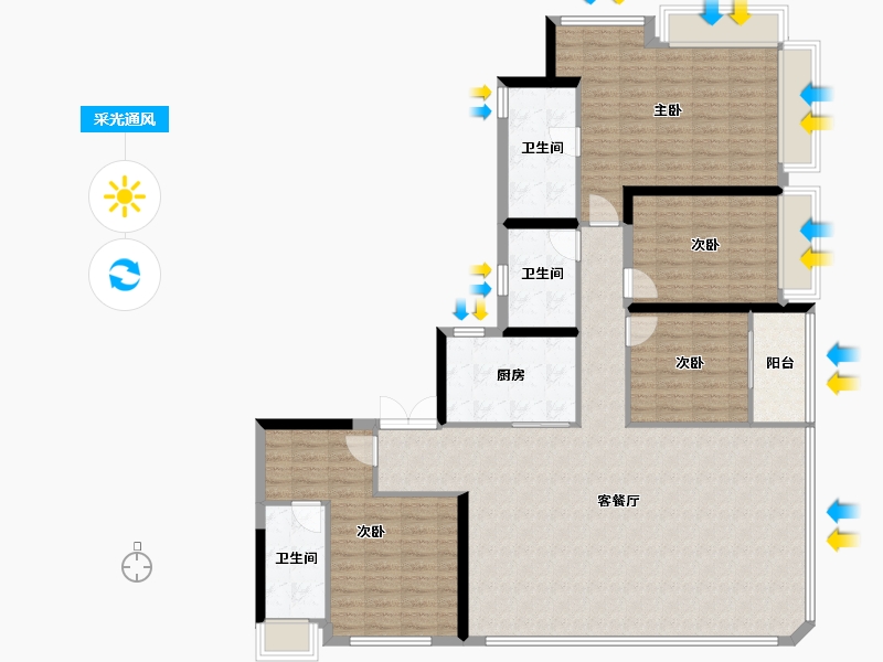 福建省-厦门市-国贸海上鸣樾-144.00-户型库-采光通风