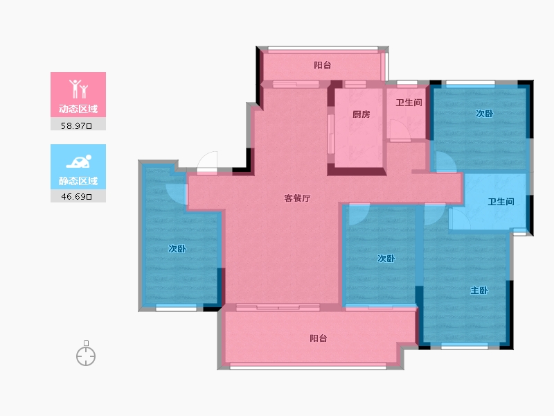 湖北省-荆州市-观澜·墨香院-93.59-户型库-动静分区