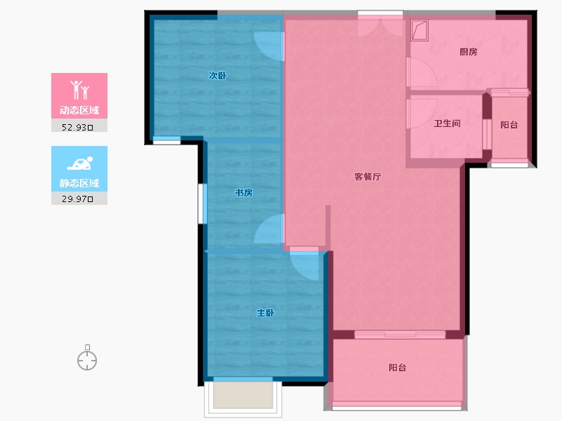 江西省-九江市-万泰城·天元-74.40-户型库-动静分区