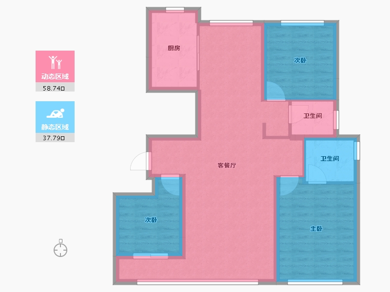 宁夏回族自治区-银川市-三鑫·阅云庭-86.43-户型库-动静分区