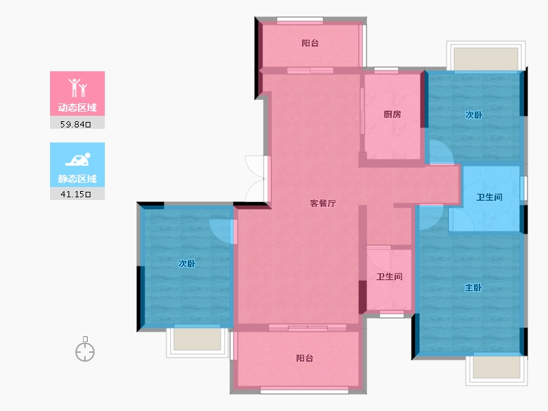 湖北省-恩施土家族苗族自治州-九洲别院-89.86-户型库-动静分区