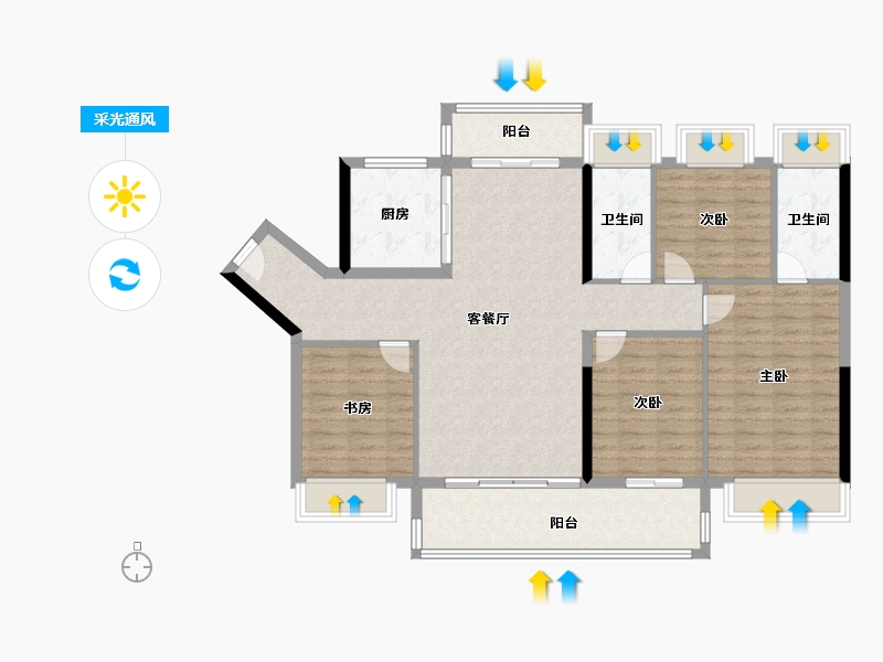 广东省-阳江市-国鼎·湾玺壹号-113.60-户型库-采光通风