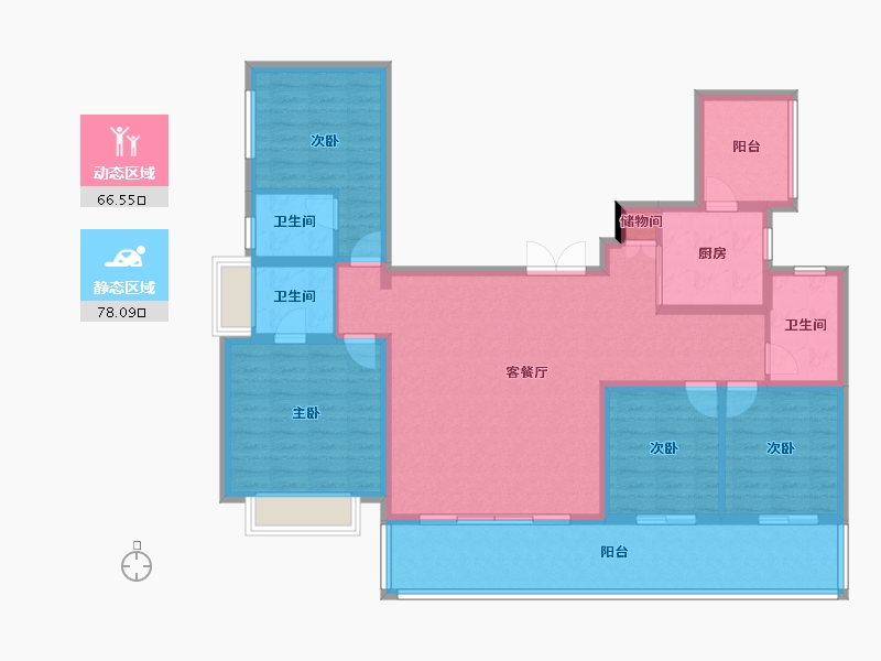 贵州省-贵阳市-融汇湖城一品-130.01-户型库-动静分区