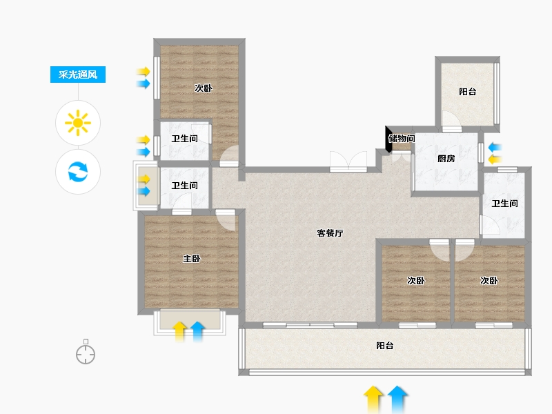 贵州省-贵阳市-融汇湖城一品-130.01-户型库-采光通风