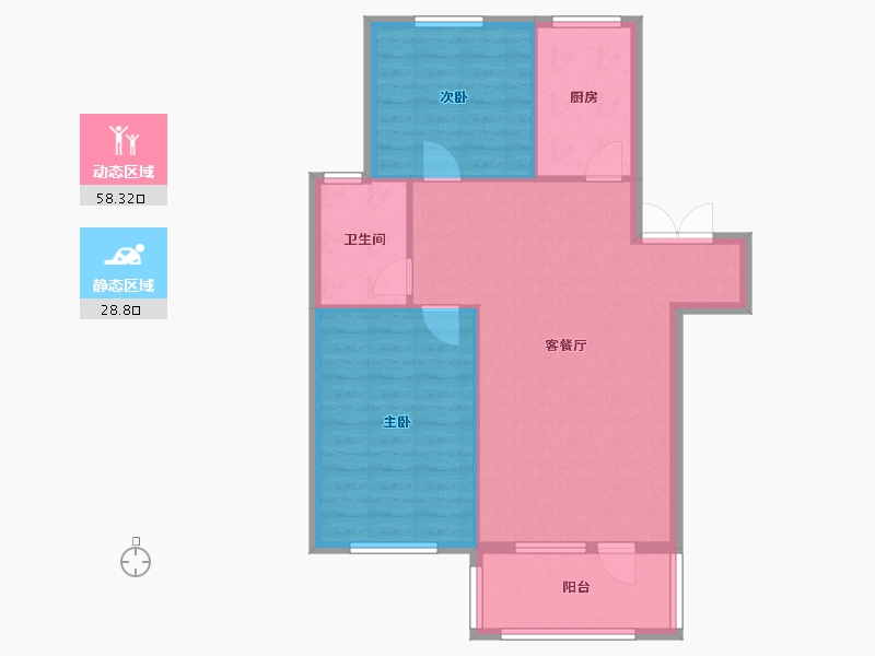 辽宁省-营口市-汇丰名府-78.40-户型库-动静分区