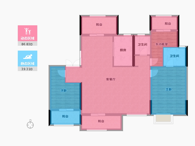 湖南省-长沙市-福天·星河院子-113.99-户型库-动静分区