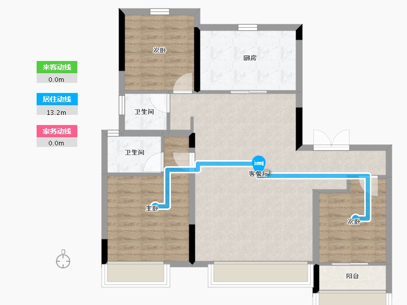 山东省-淄博市-中海观园云境-88.58-户型库-动静线