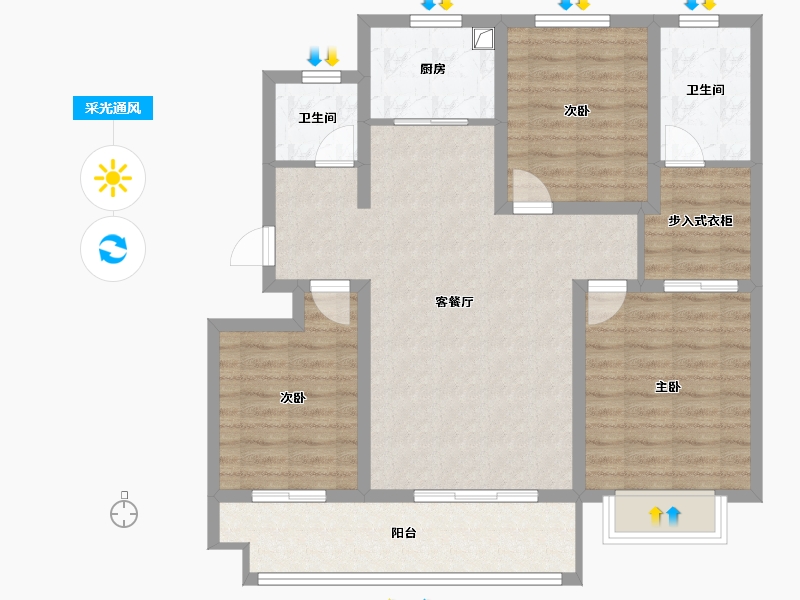 河北省-衡水市-朗悦府-96.00-户型库-采光通风