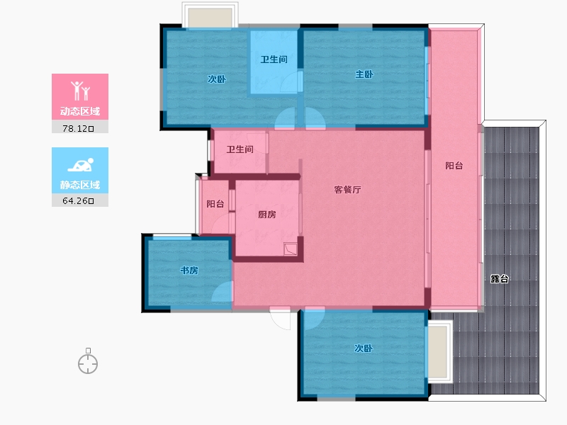 云南省-昆明市-吾悦华府二期-121.60-户型库-动静分区