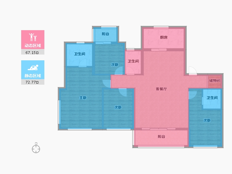 浙江省-杭州市-云湖之城·低碳国际社区-126.75-户型库-动静分区