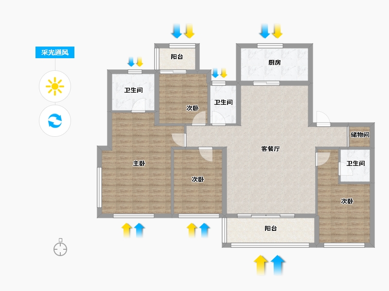 浙江省-杭州市-云湖之城·低碳国际社区-126.75-户型库-采光通风