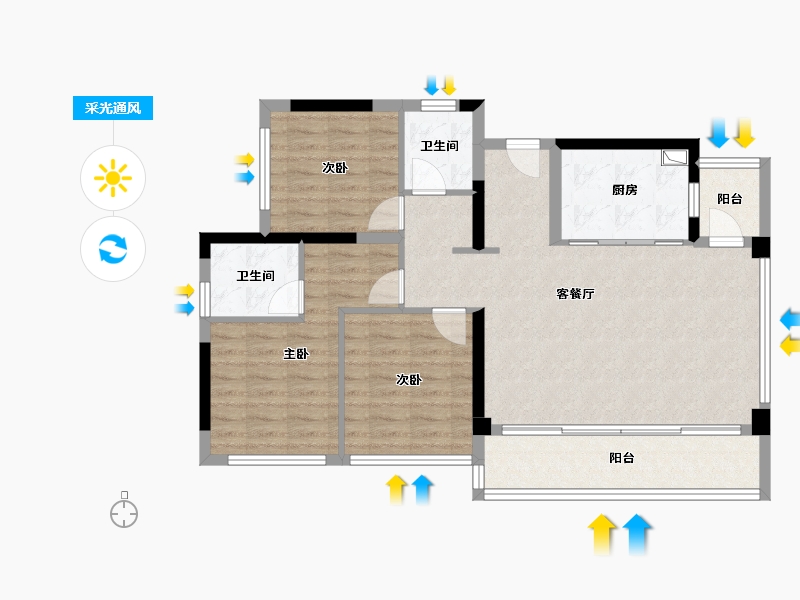 四川省-成都市-国贸人居海上蓉屿-92.39-户型库-采光通风