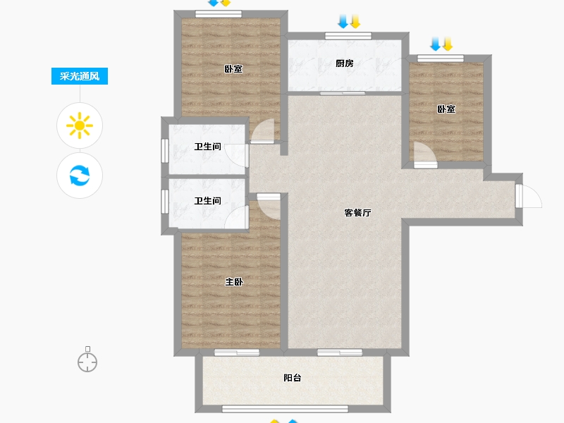 陕西省-铜川市-胜达君悦府-102.40-户型库-采光通风