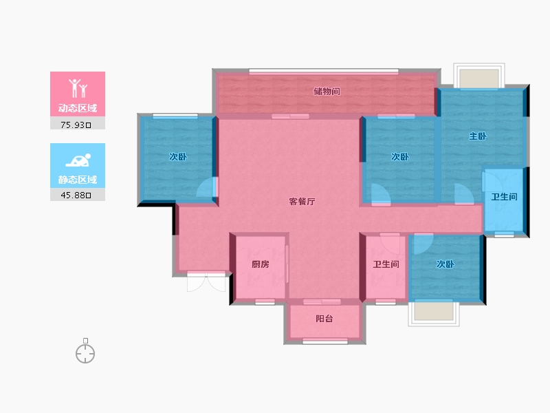 贵州省-贵阳市-融汇湖城一品-108.38-户型库-动静分区