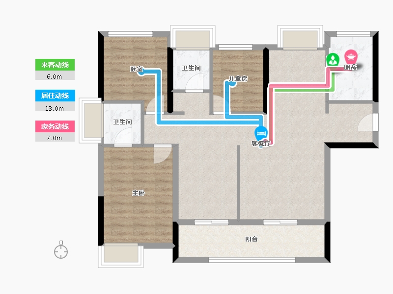 福建省-厦门市-集美发展心厝-92.57-户型库-动静线