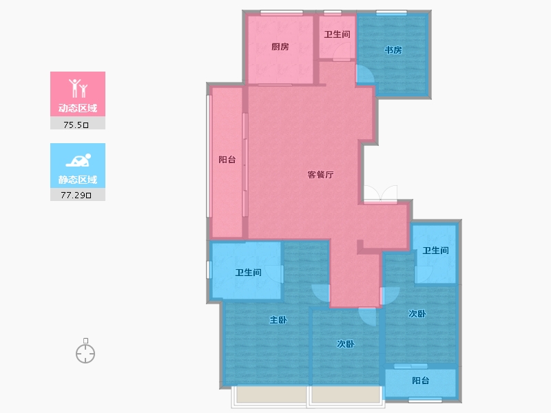 浙江省-杭州市-绿城沁百合-138.49-户型库-动静分区