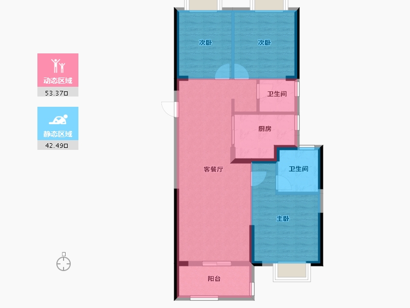 湖北省-武汉市-融创九坤璟宸时代-86.40-户型库-动静分区