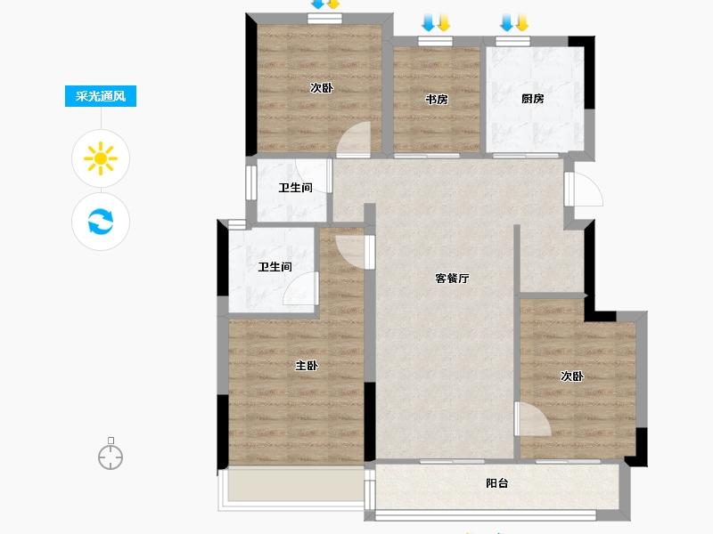 浙江省-杭州市-建发之江城投云涌之江-85.60-户型库-采光通风