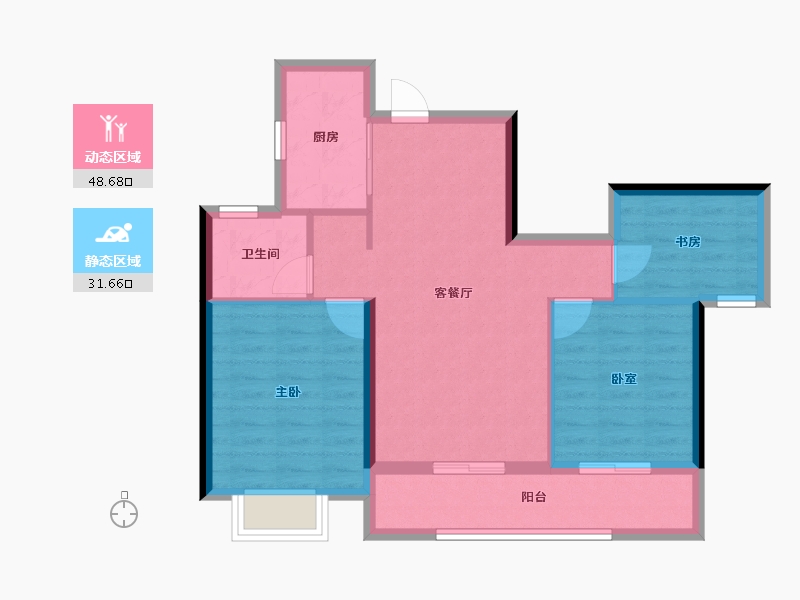 浙江省-杭州市-宁巢美地公寓五区（人才共有产权）-72.00-户型库-动静分区