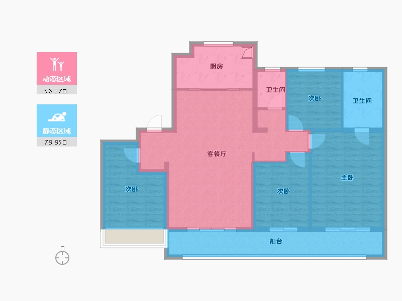 浙江省-温州市-万科映象广场-134.40-户型库-动静分区