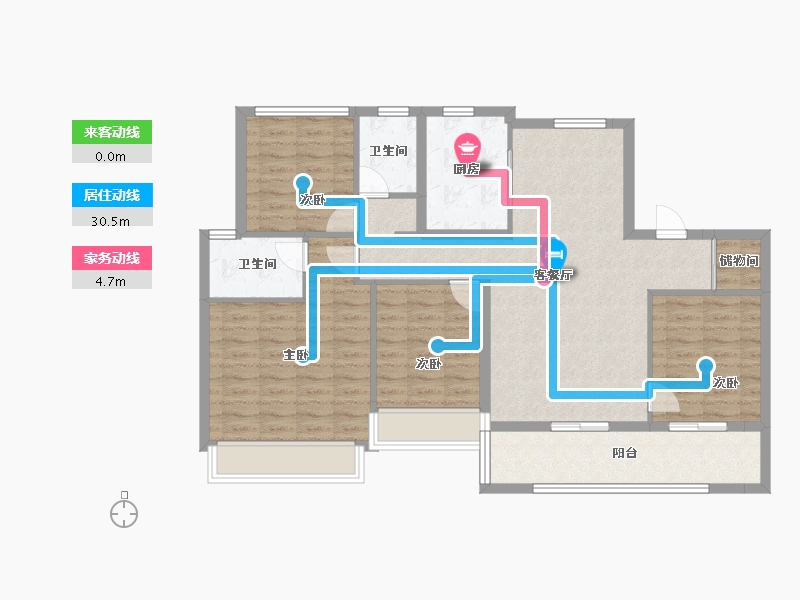 浙江省-杭州市-云湖之城·低碳国际社区-105.68-户型库-动静线