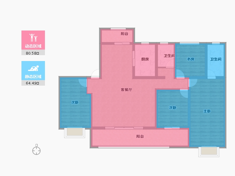 陕西省-宝鸡市-金御华府-129.62-户型库-动静分区