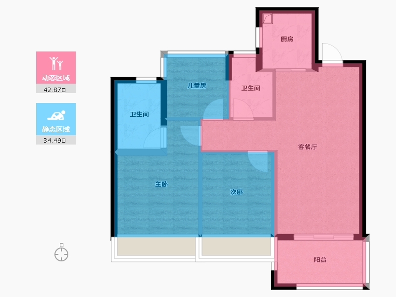 浙江省-杭州市-赞临雅居-68.76-户型库-动静分区