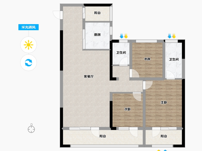 山东省-青岛市-荣泰·雍和府-111.01-户型库-采光通风