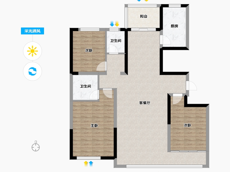 宁夏回族自治区-银川市-三鑫·阅云庭-111.44-户型库-采光通风