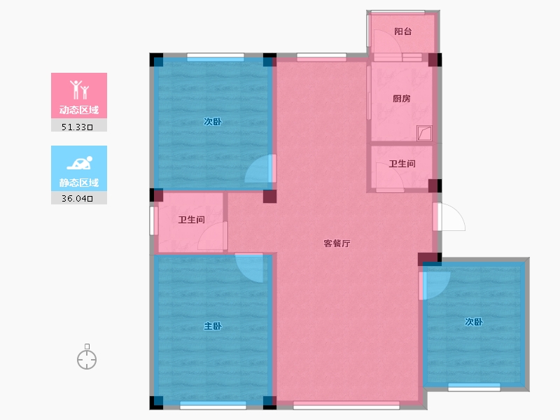 黑龙江省-大庆市-欣华里-78.34-户型库-动静分区