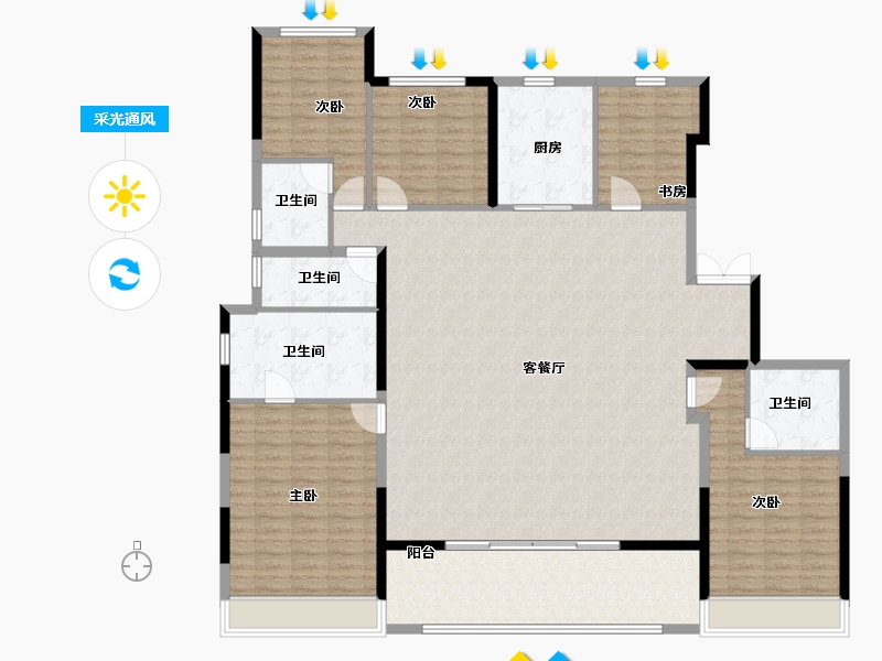 浙江省-杭州市-滨江潮语鸣翠轩-193.00-户型库-采光通风