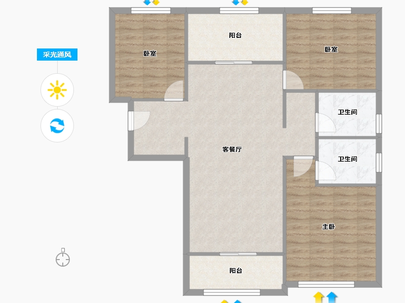 陕西省-西安市-沣华熙城-97.60-户型库-采光通风