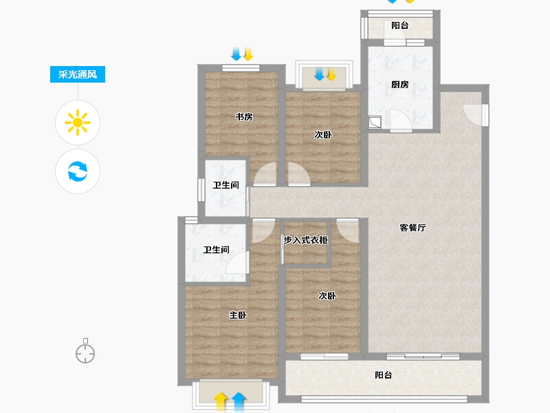 云南省-昆明市-北大资源颐和1898-113.54-户型库-采光通风