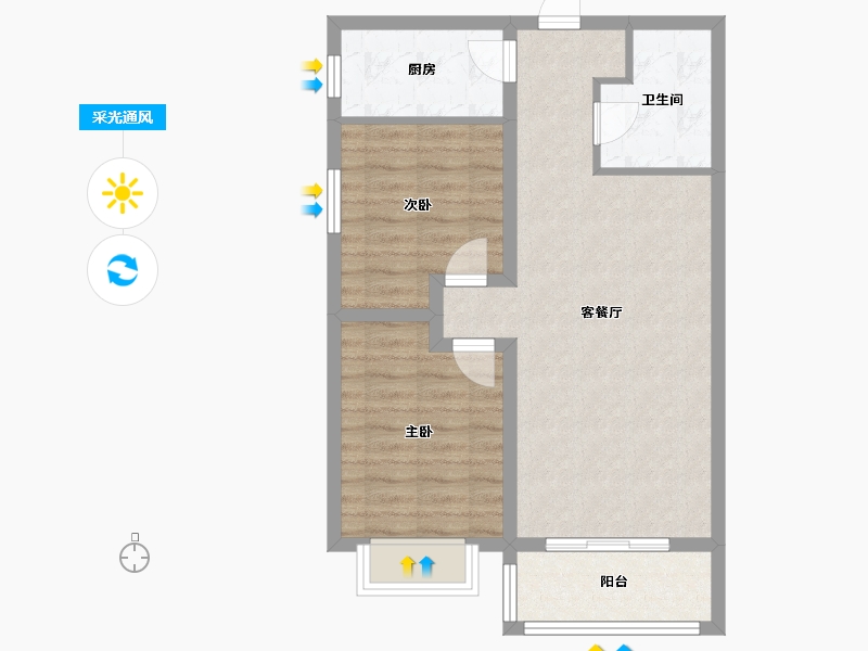 河北省-邢台市-金牛阳光苑西区-75.70-户型库-采光通风