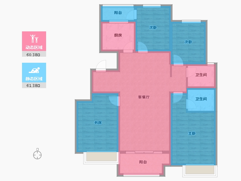 河南省-新乡市-正阳瑞园-107.70-户型库-动静分区