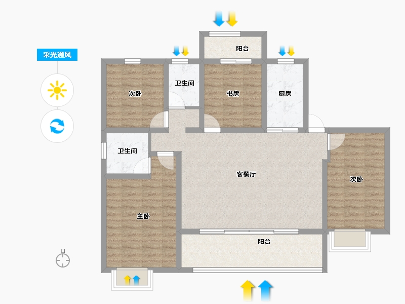 陕西省-宝鸡市-金御华府-108.45-户型库-采光通风