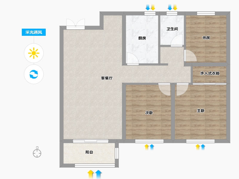 河北省-保定市-幸福里小区-87.25-户型库-采光通风