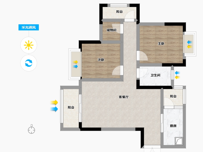 重庆-重庆市-渝开发格莱美城-74.00-户型库-采光通风