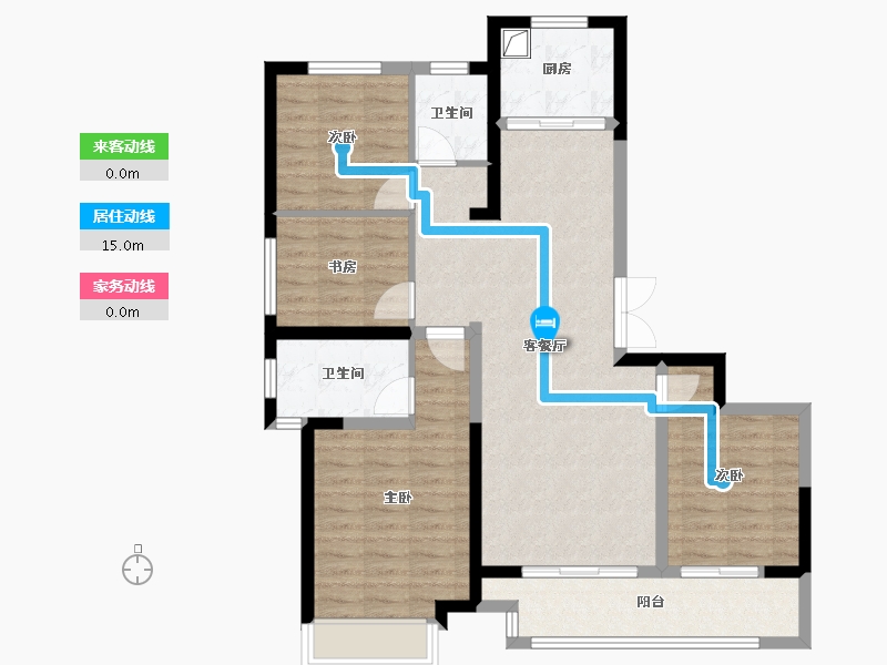 陕西省-榆林市-留香园-108.80-户型库-动静线