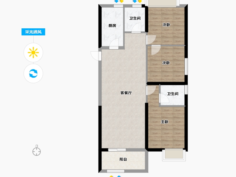 湖北省-武汉市-融创九坤璟宸时代-86.40-户型库-采光通风