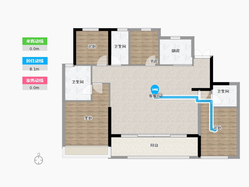 浙江省-杭州市-滨江潮语鸣翠轩-138.40-户型库-动静线